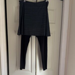 Black Striped Women's Skirted Leggings.